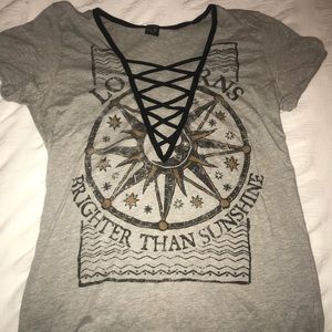 Grey Plunge T-Shirt